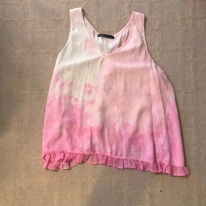 Silky pink and white top